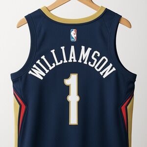 Nike‎ NBA New Orleans Zion Williamson Swingman Jersey Mens Size XL Blue Gold